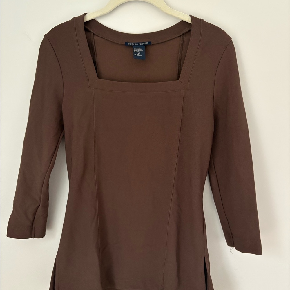 Boston Proper Brown Square Neck Top